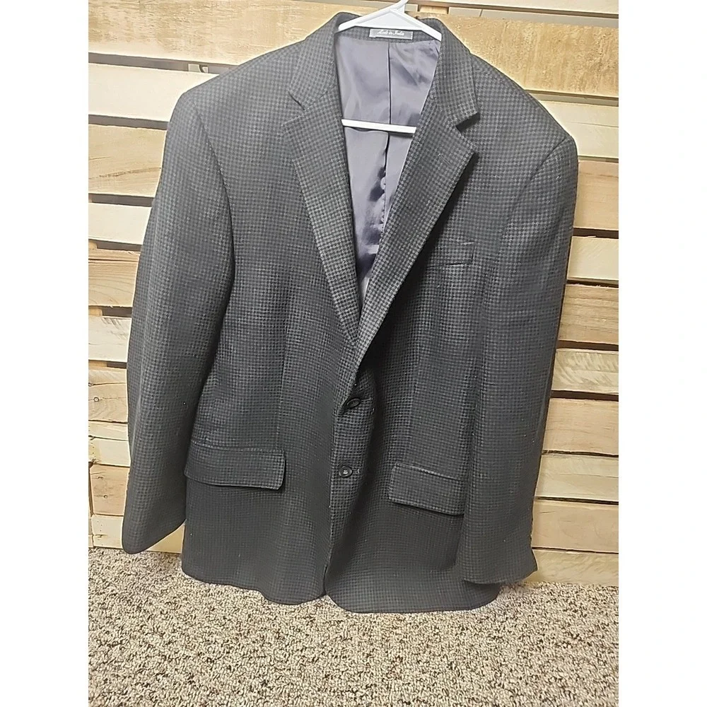 Oscar De La Renta Men's 100% Wool Houndstooth Blazer‎ Size 44 Regular